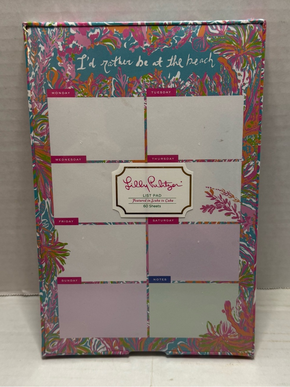 Lilly Pulitzer List Pad I’d rather be at the Beach in Scuba to Cuba NEW Sealed